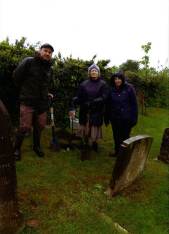 Tree planting at the Much Wenlock cemetery